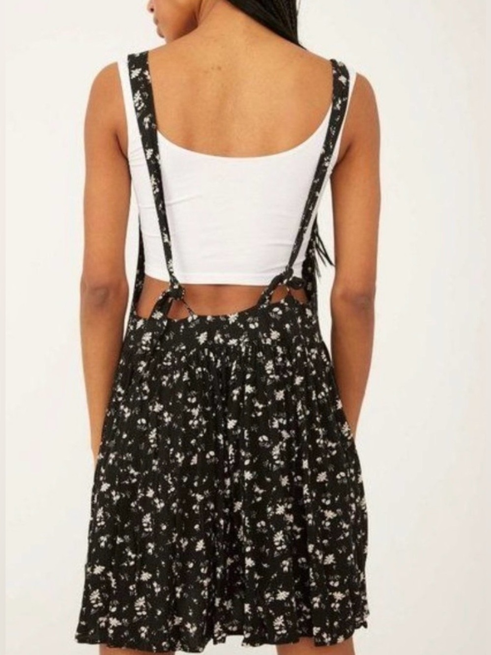 Free People Saturday Scooped Romper Dress in Black Combo Size XL Boho Summer - Picture 3 of 14